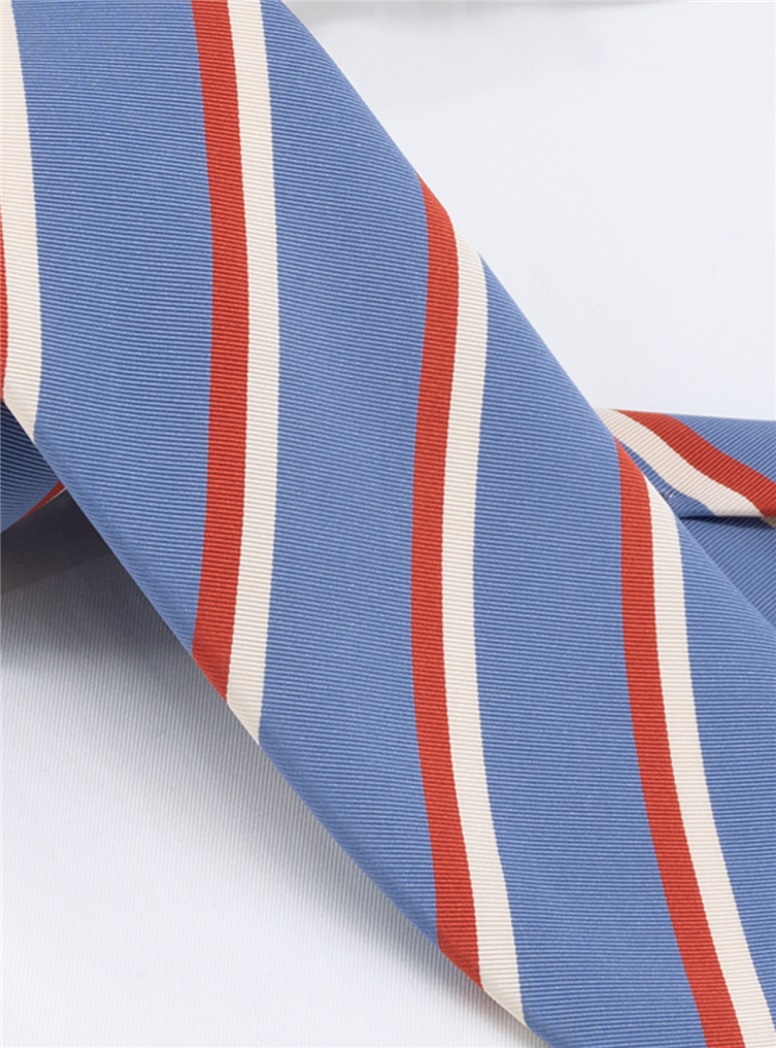 Mogador Silk Striped Tie in Cornflower