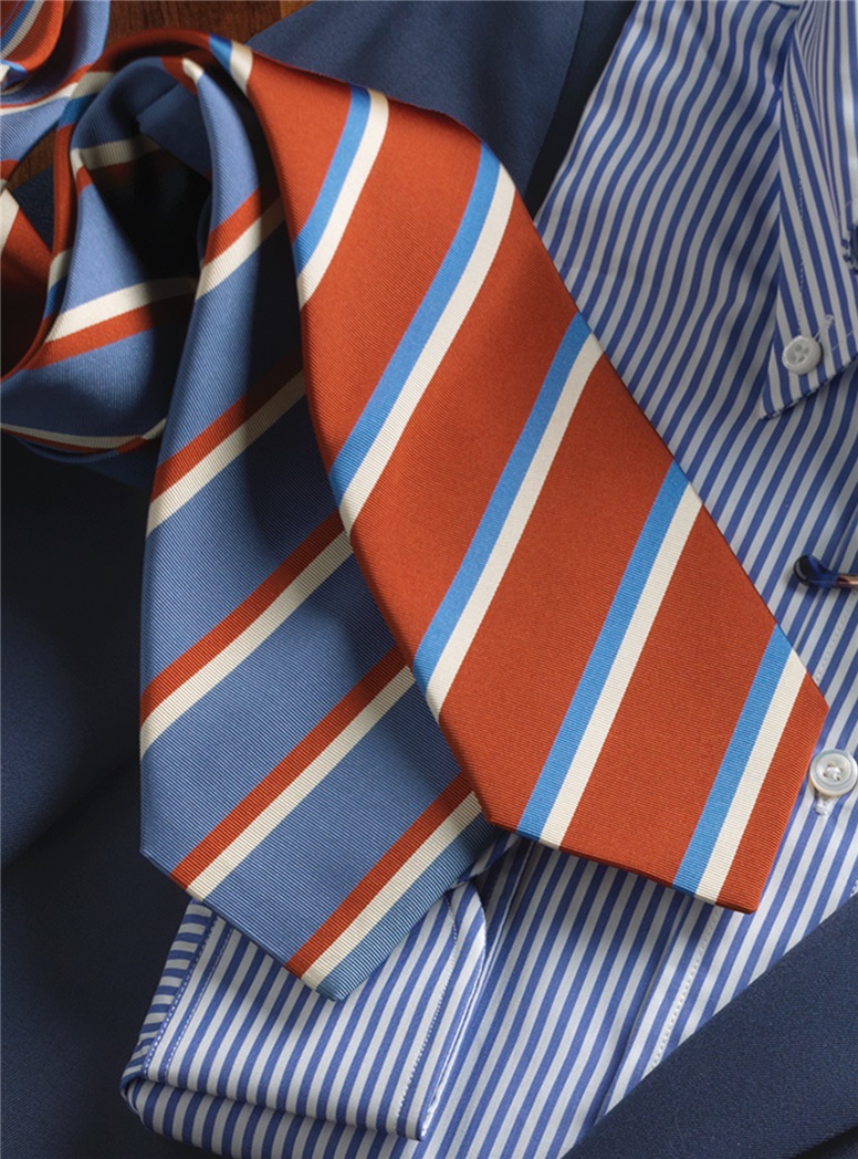Mogador Silk Striped Tie in Cornflower
