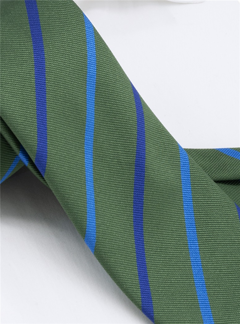 Silk Bar Striped Tie in Forest