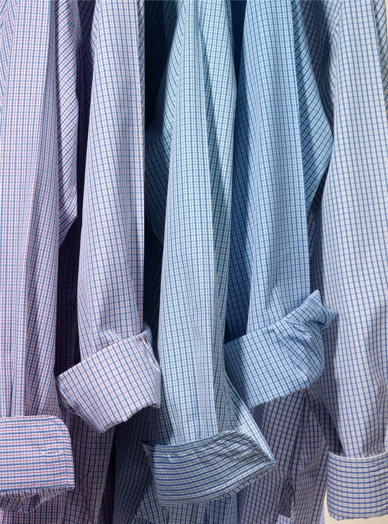 Blue and Light Blue Check Button Down