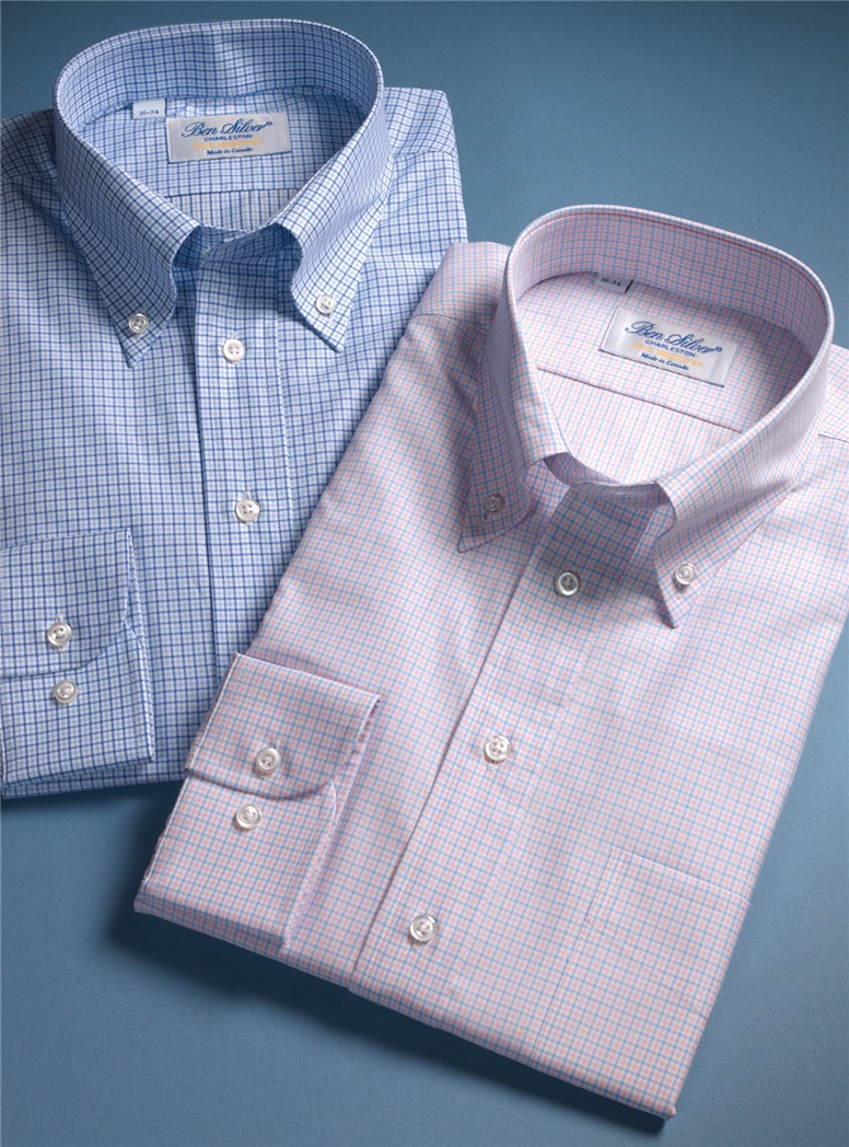 140s Sky and Pink Check Button Down