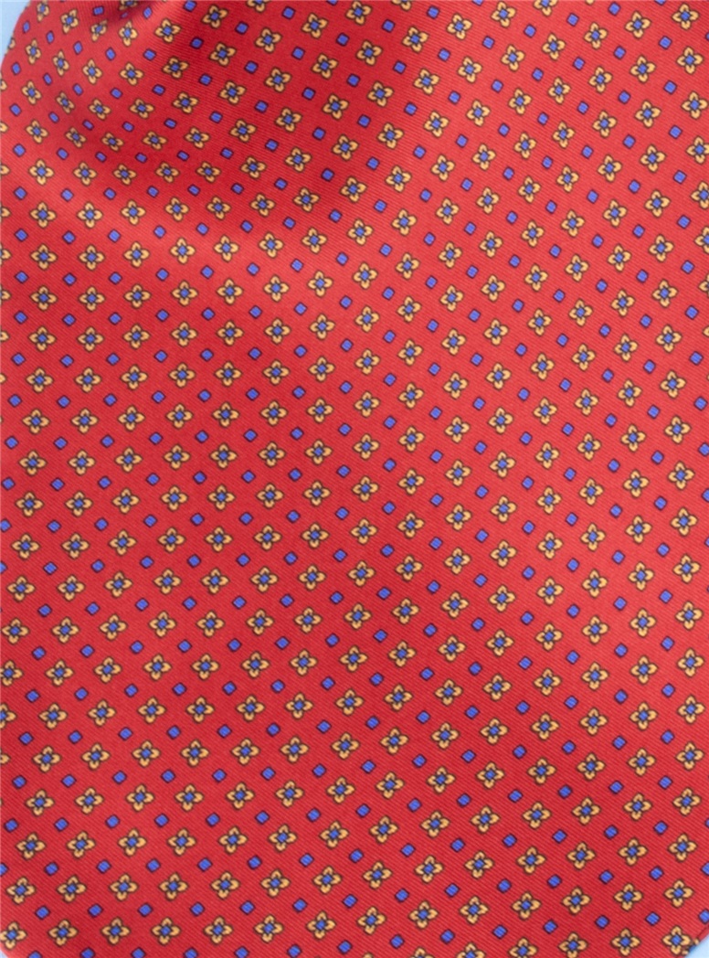 Silk Printed Neat Ascot in Ruby