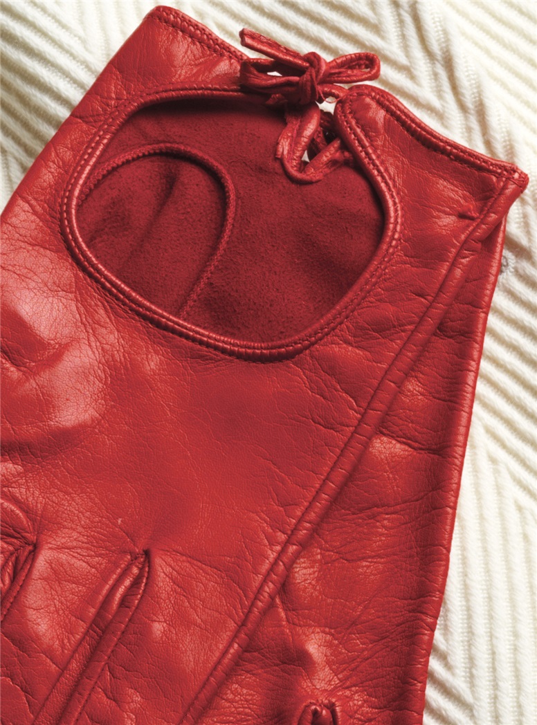 Ladies Red Nappa Leather Gloves