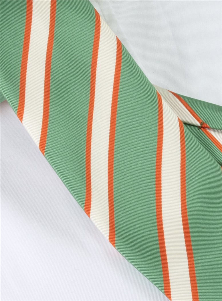 Mogador Silk Stripe Tie in Pistachio