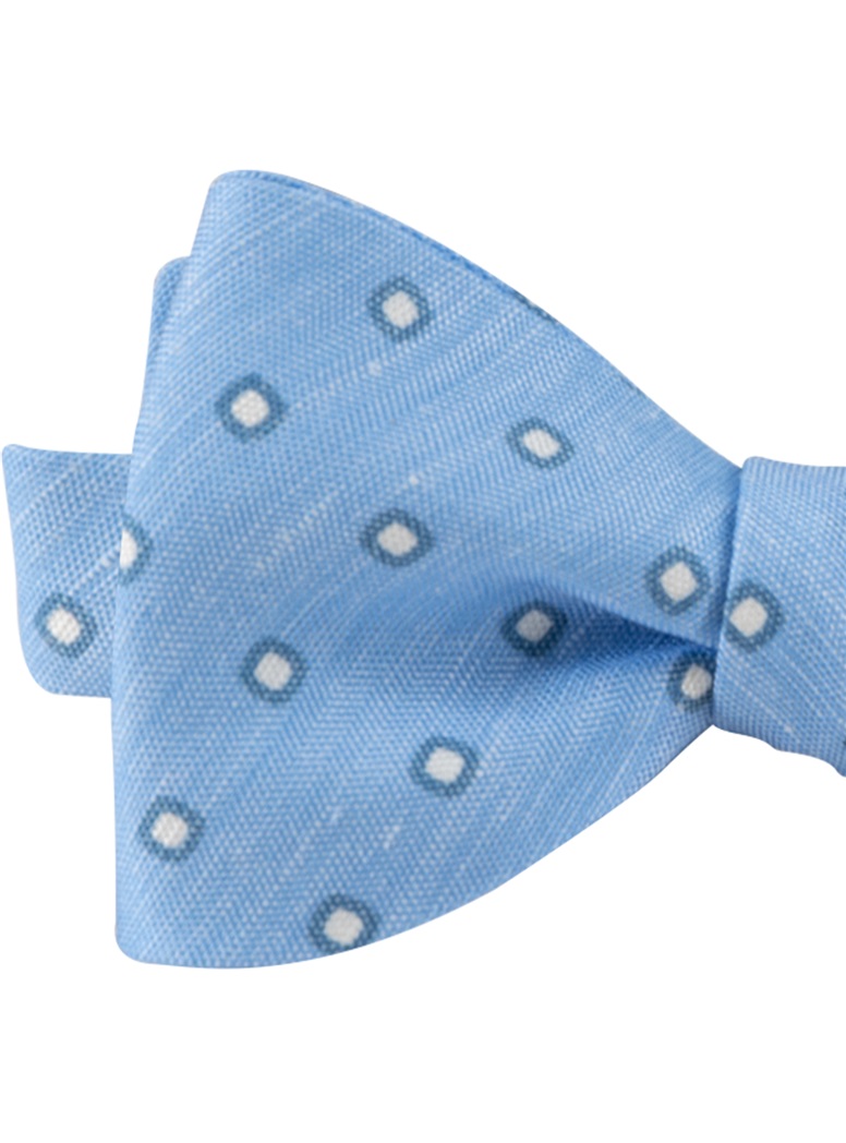 Silk and Linen Dot Bow Tie in Sky