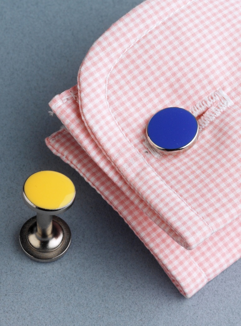 Double-Ended Cufflinks in Yellow and Blue