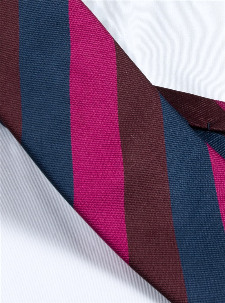 Silk Multi-Stripe Tie in Magenta