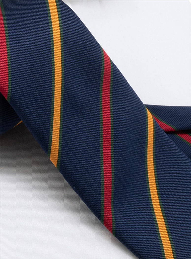 Silk Striped Tie in Navy