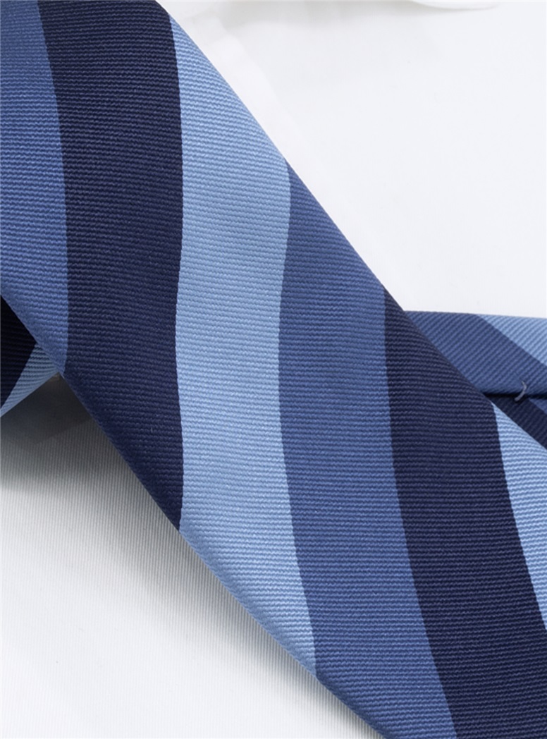 Silk Block Striped Tie in Pewter