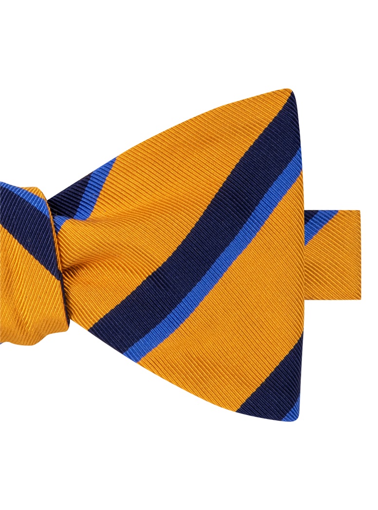 Mogador Silk Double Stripe Bow Tie in Marigold - The Ben Silver Collection