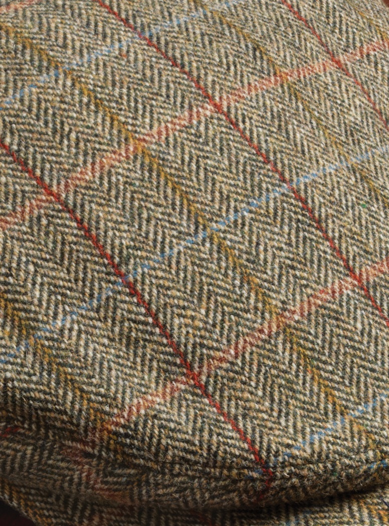 Wool Brown and Ecru Herringbone Cap