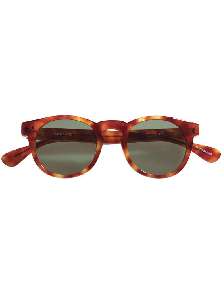 Semi round Sunglasses In Amber With Green Lenses The Ben Silver 