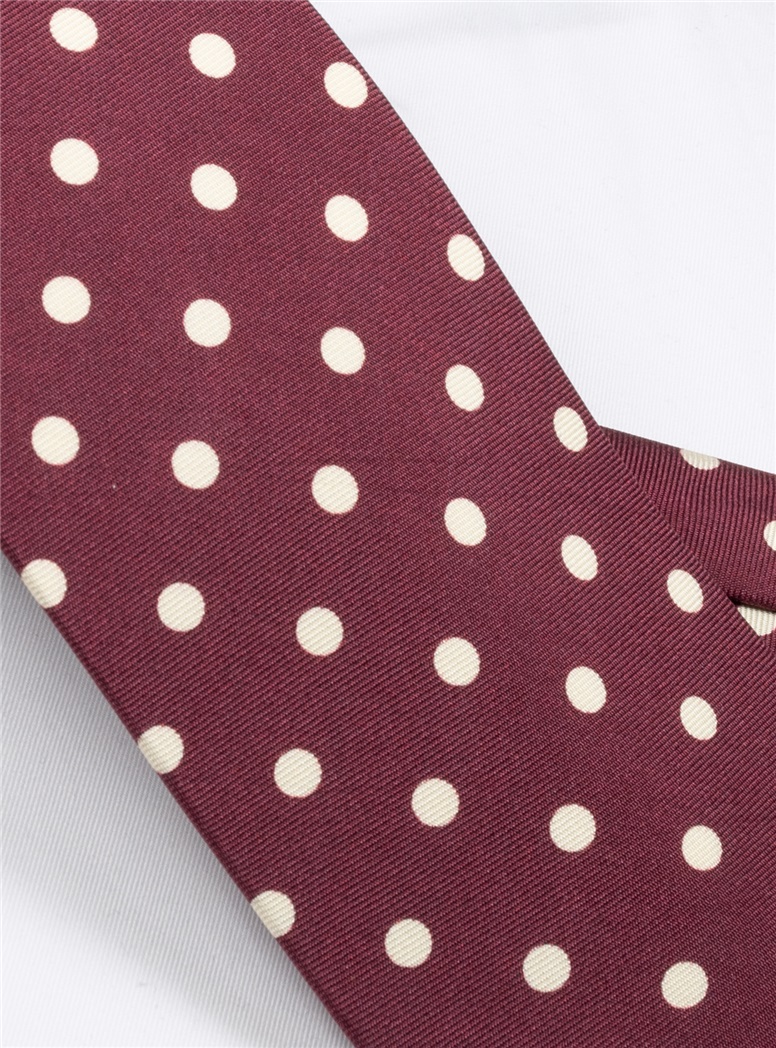 Silk Printed Dots Tie in Burgundy with White