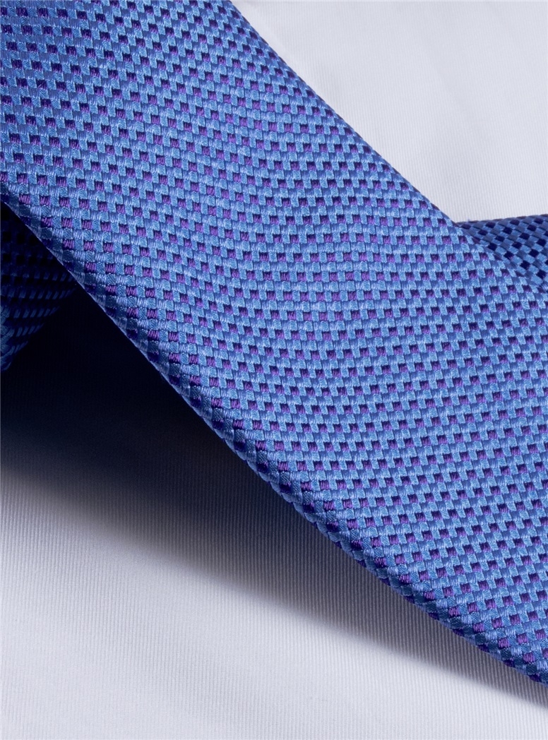 Basketweave Tie in Violet & Sky