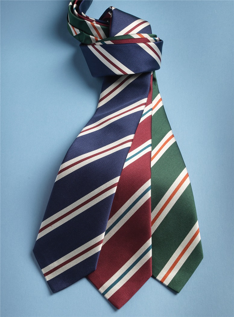 Silk Striped Tie in Cardinal