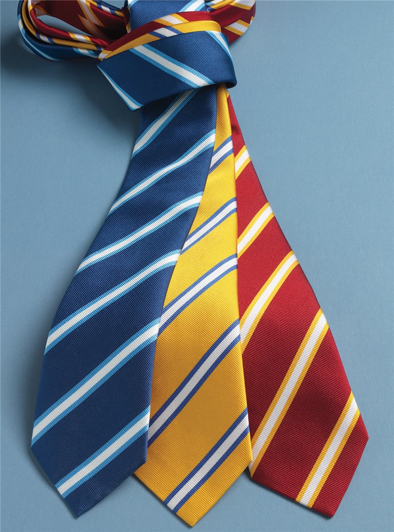 Silk Striped Tie in Navy