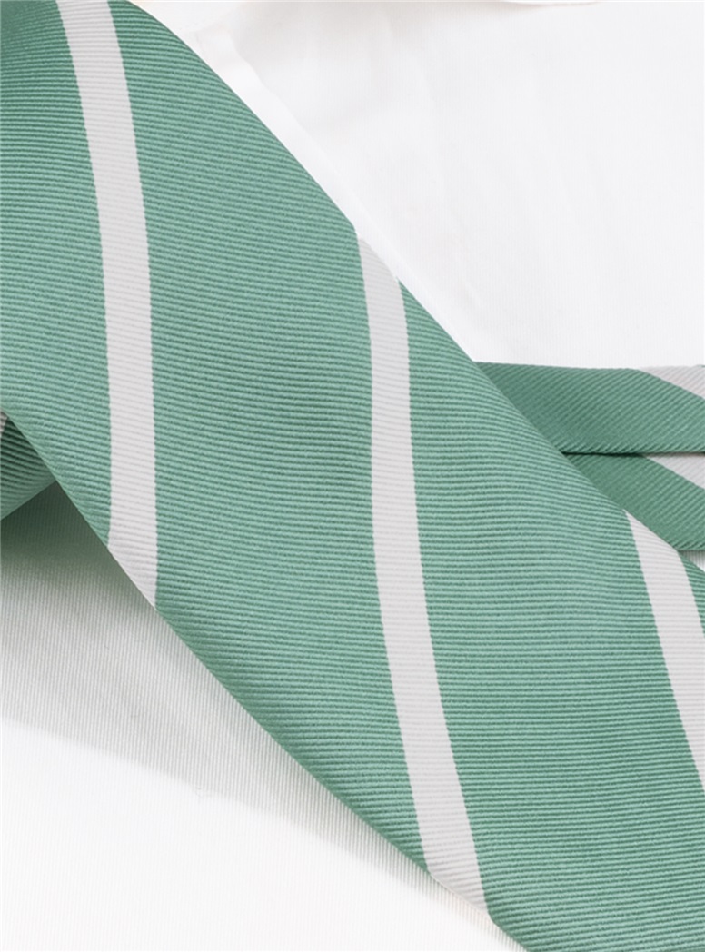 Silk Bar Striped Tie in Sage