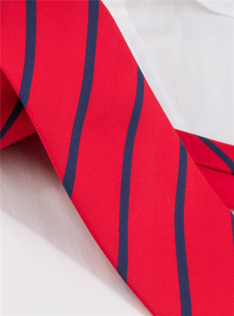 Silk Bar Striped Tie in Scarlet