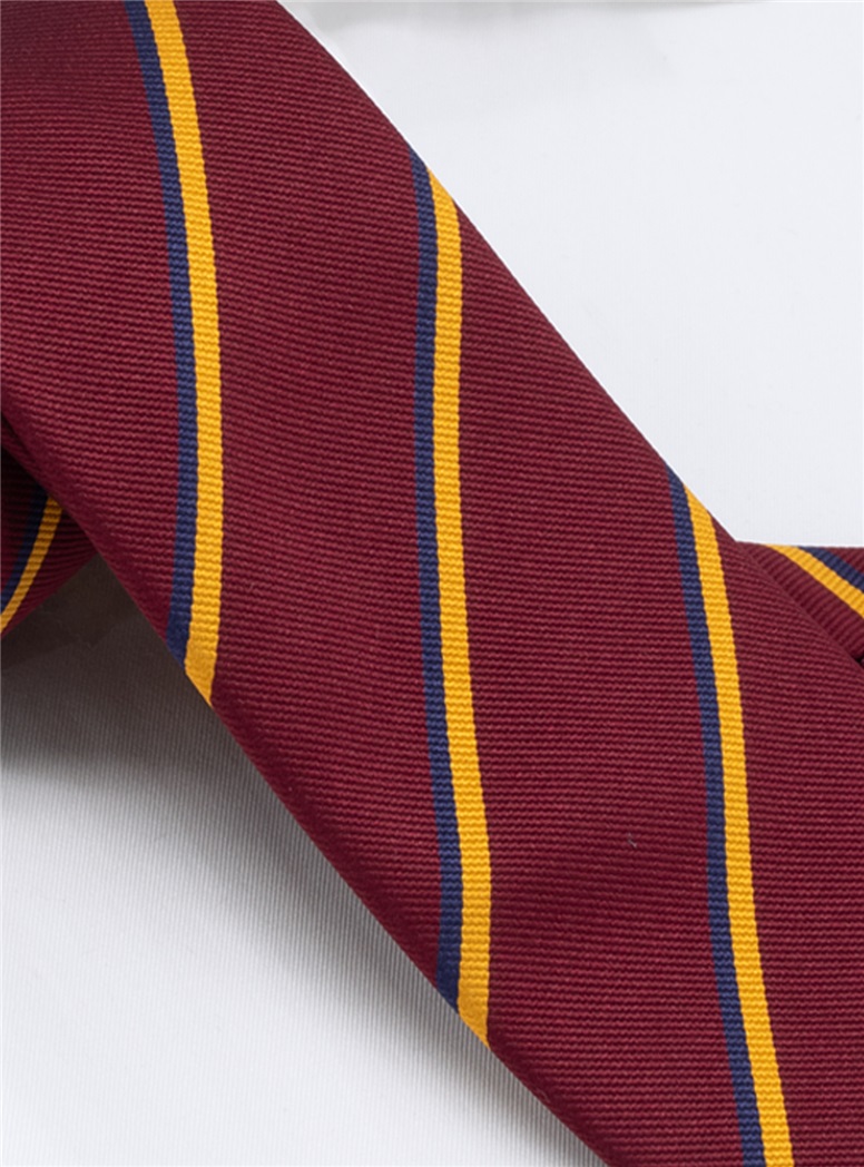 Silk Double Striped Tie in Wine
