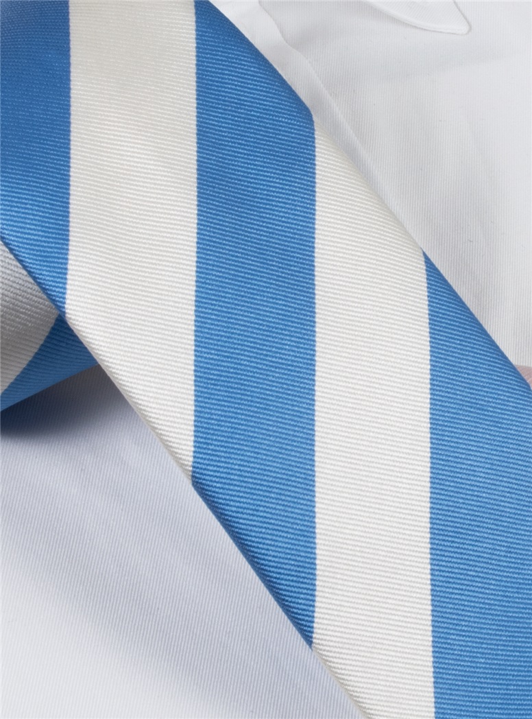Silk Block Stripe Tie in Cornflower