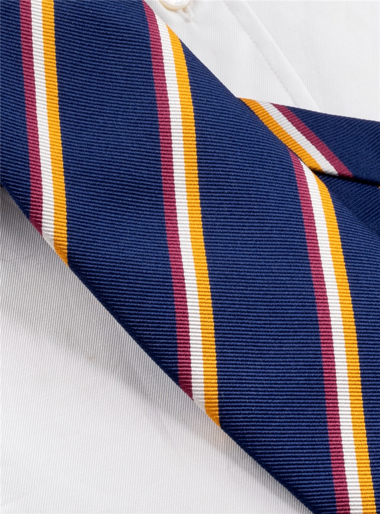 Silk Striped Tie in Navy