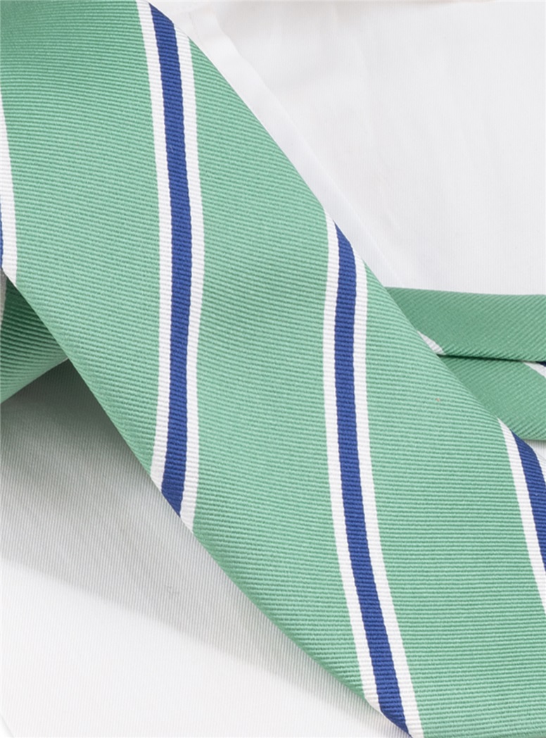 Silk Striped Tie in Pistachio