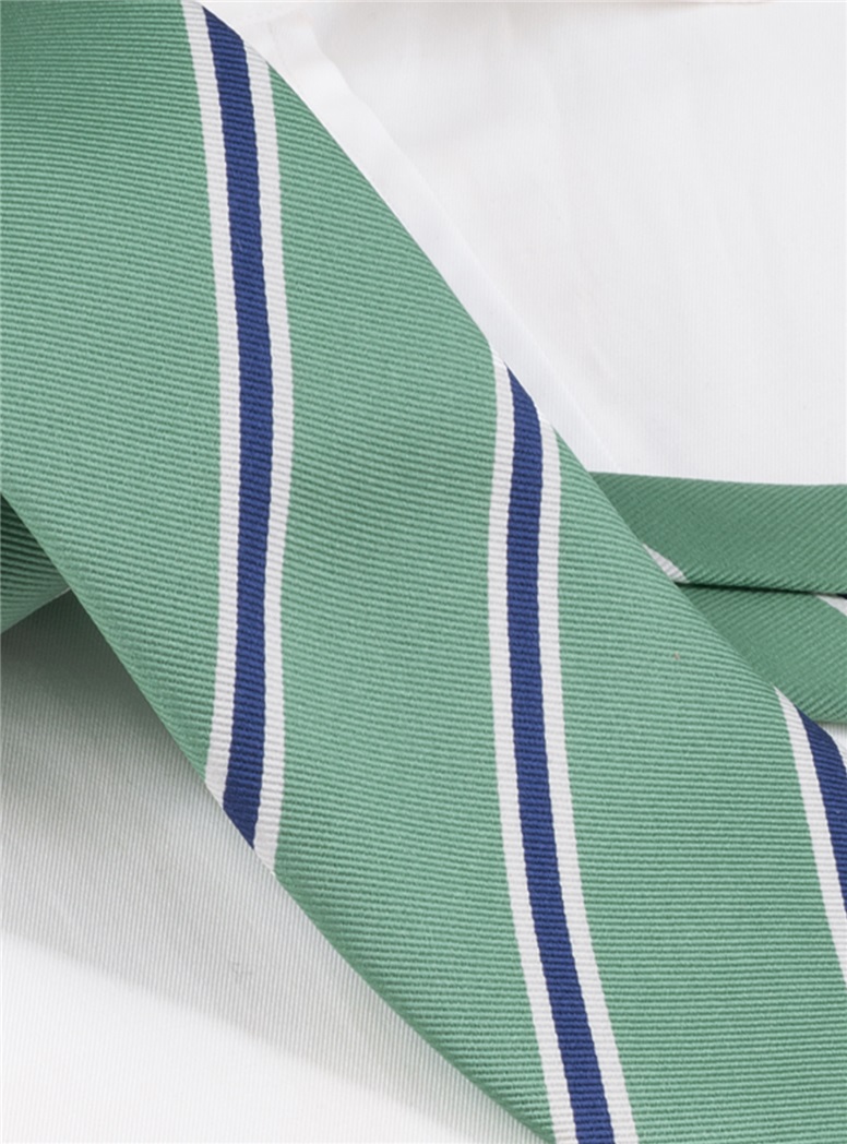 Silk Striped Tie in Pistachio