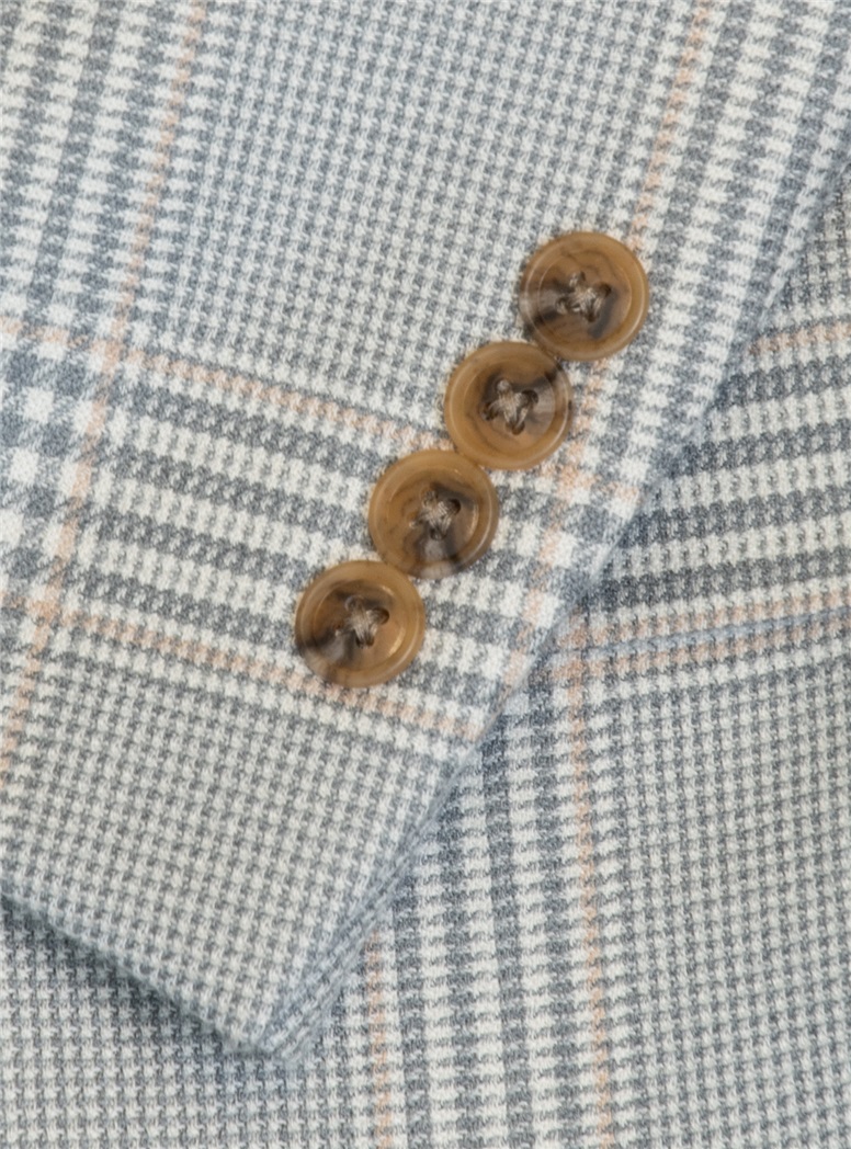 Cashmere and Silk Plaid Sport Coat in Grey and Cream