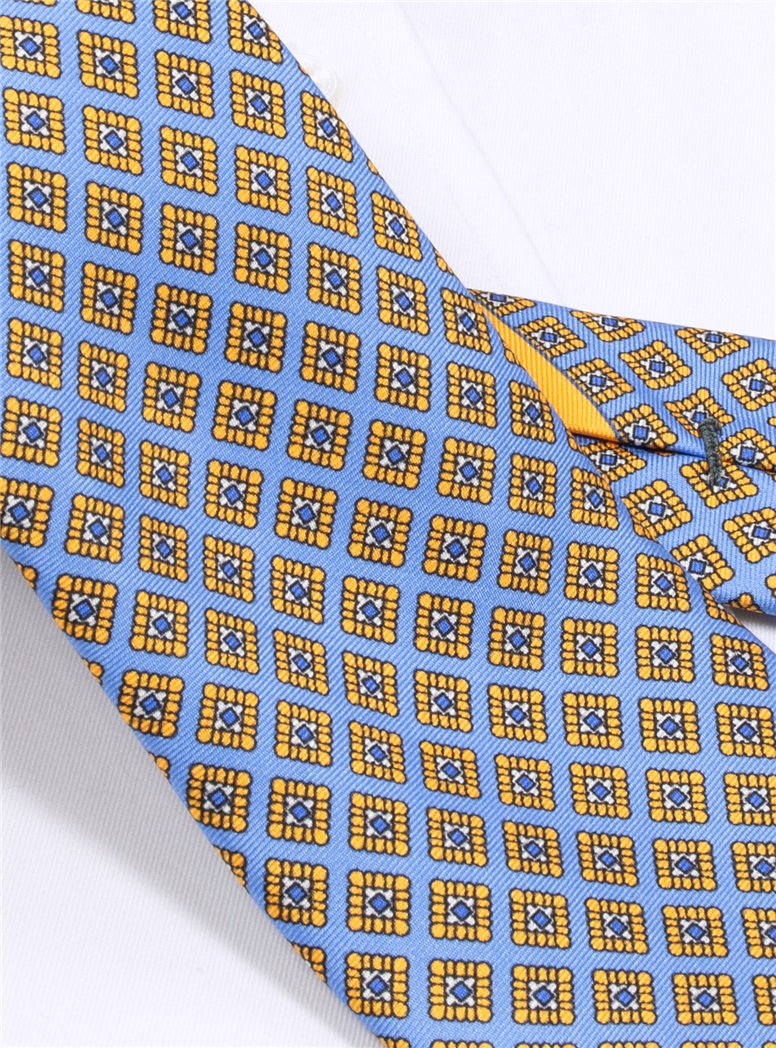 Silk Diamond Printed Tie in Sky