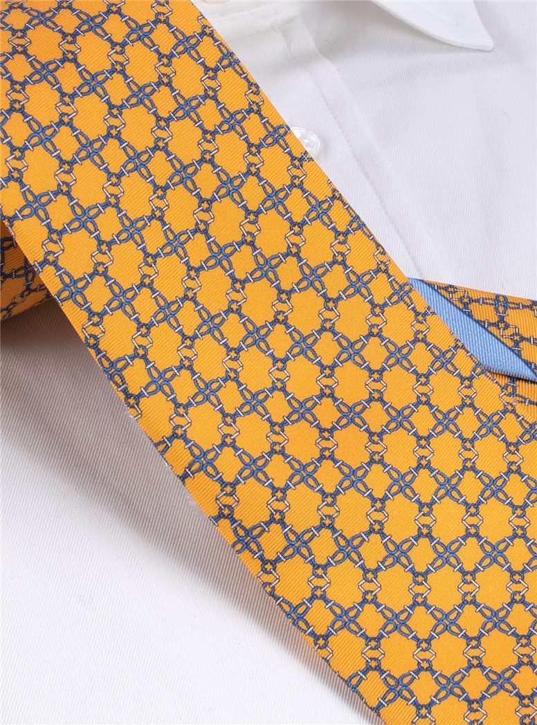 Silk Printed Tie in Yellow