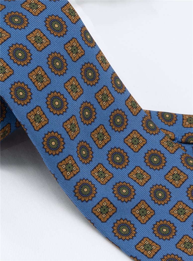 Silk Printed Madder Tie in Cobalt