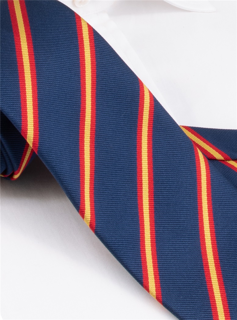 Silk Striped Tie in Navy