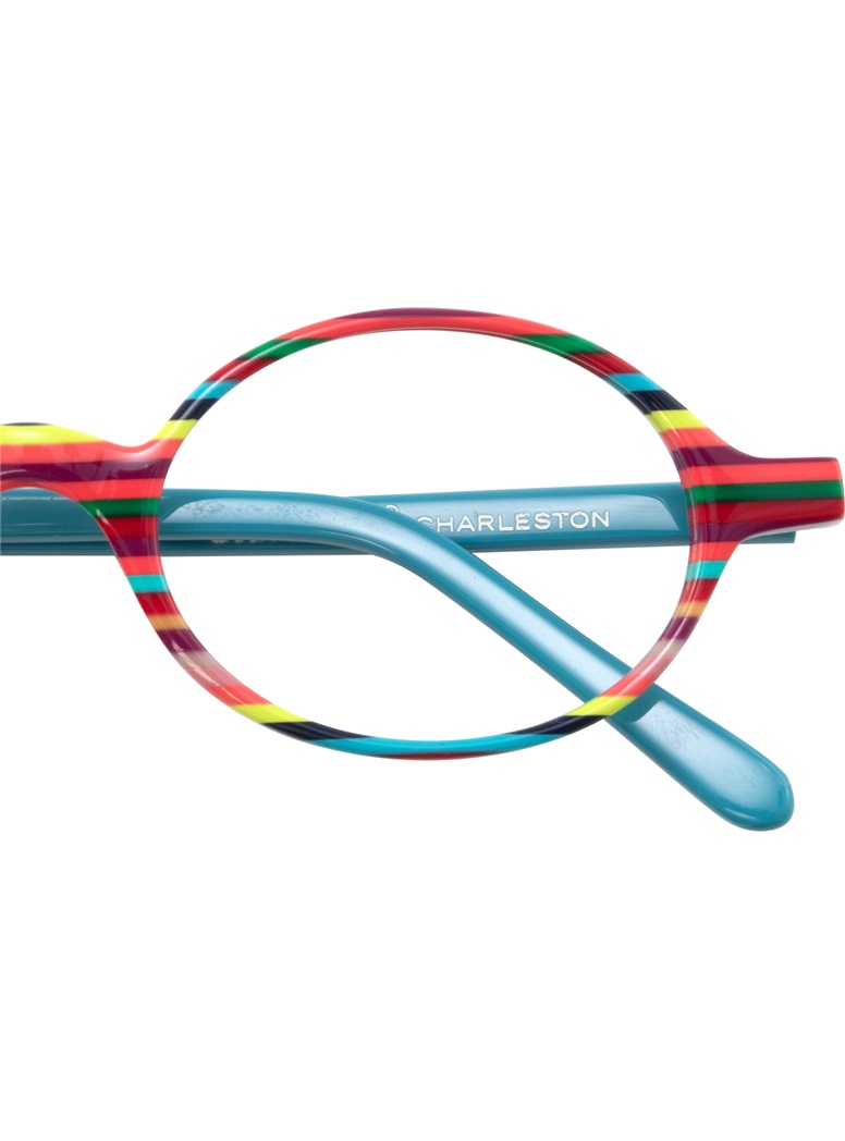 Multi-Stripe Wissing Oval Frame in Blue, Red and Yellow