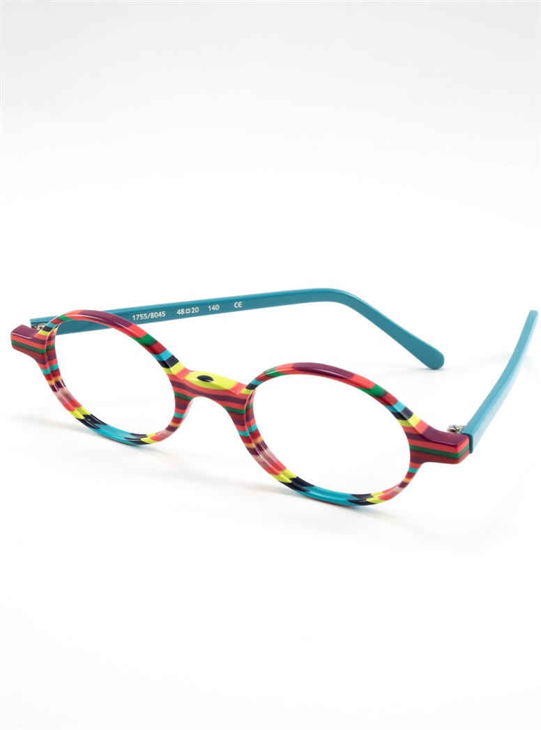 Multi-Stripe Wissing Oval Frame in Blue, Red and Yellow