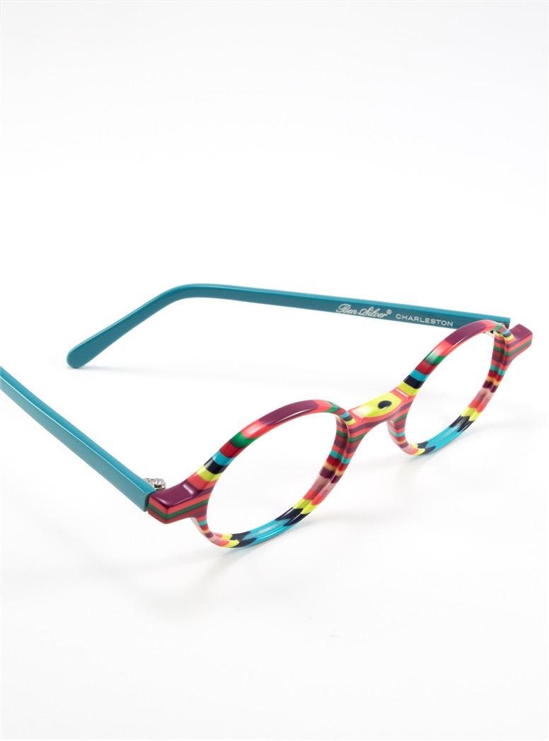 Multi-Stripe Wissing Oval Frame in Blue, Red and Yellow