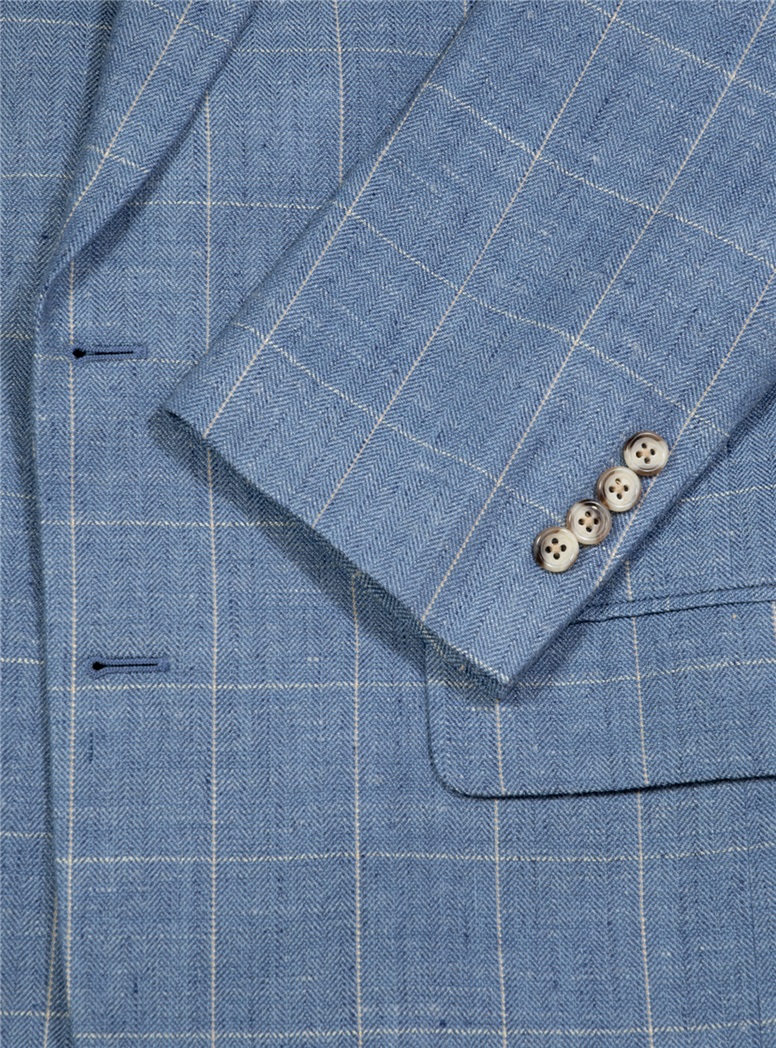 Regal Blue Sport Coat with White Windowpane- Red Lining