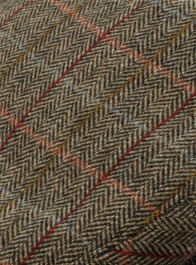 Wool Herringbone Cap with Windowpanes