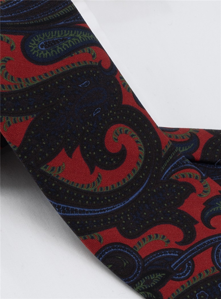 Wool Large Printed Tie in Fire