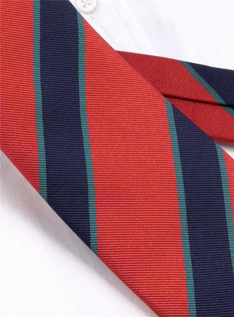 Silk Striped Tie in Brick