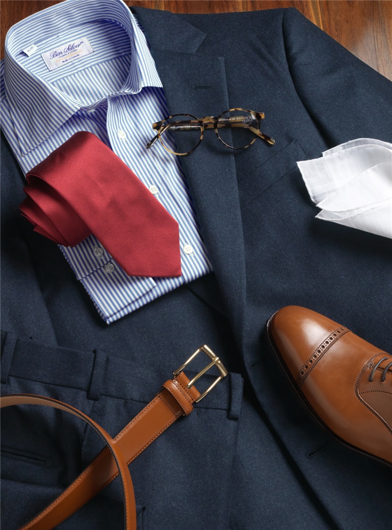 Mid-Blue Mélange Flannel Suit