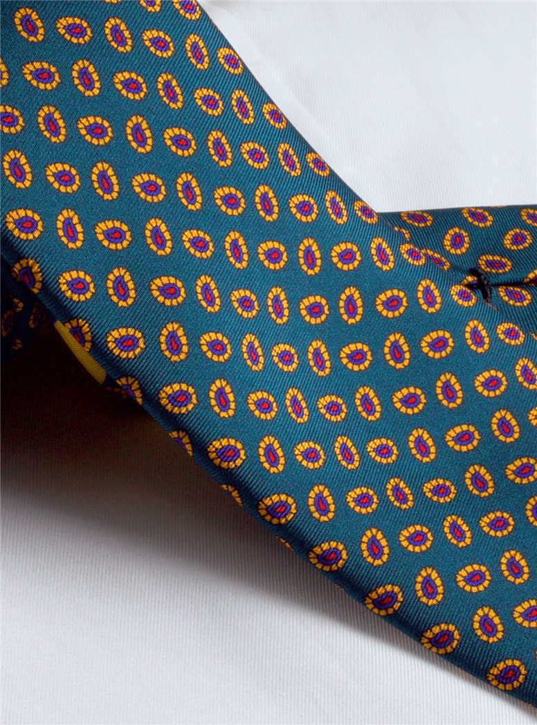 Printed Neat Tie in Teal