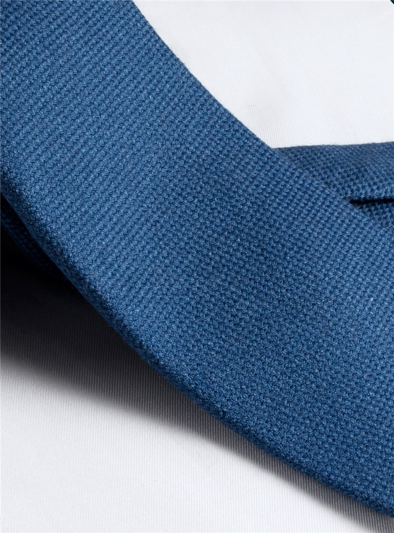 Wool, Silk and Cashmere Blend Solid Tie in Denim