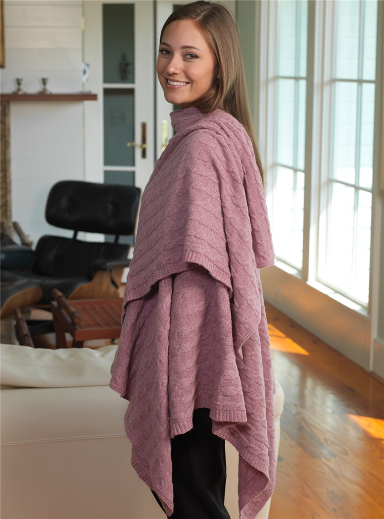 Ladies Cashmere Cable Knit Wrap