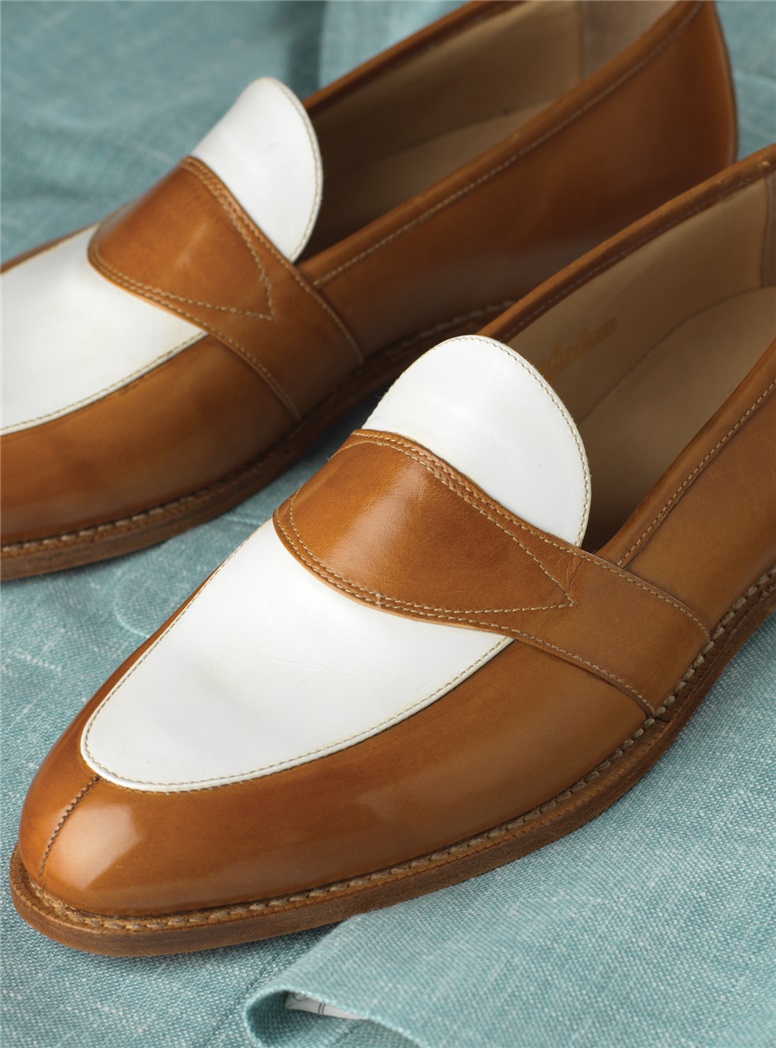The Charleston Loafer in Whiskey and White