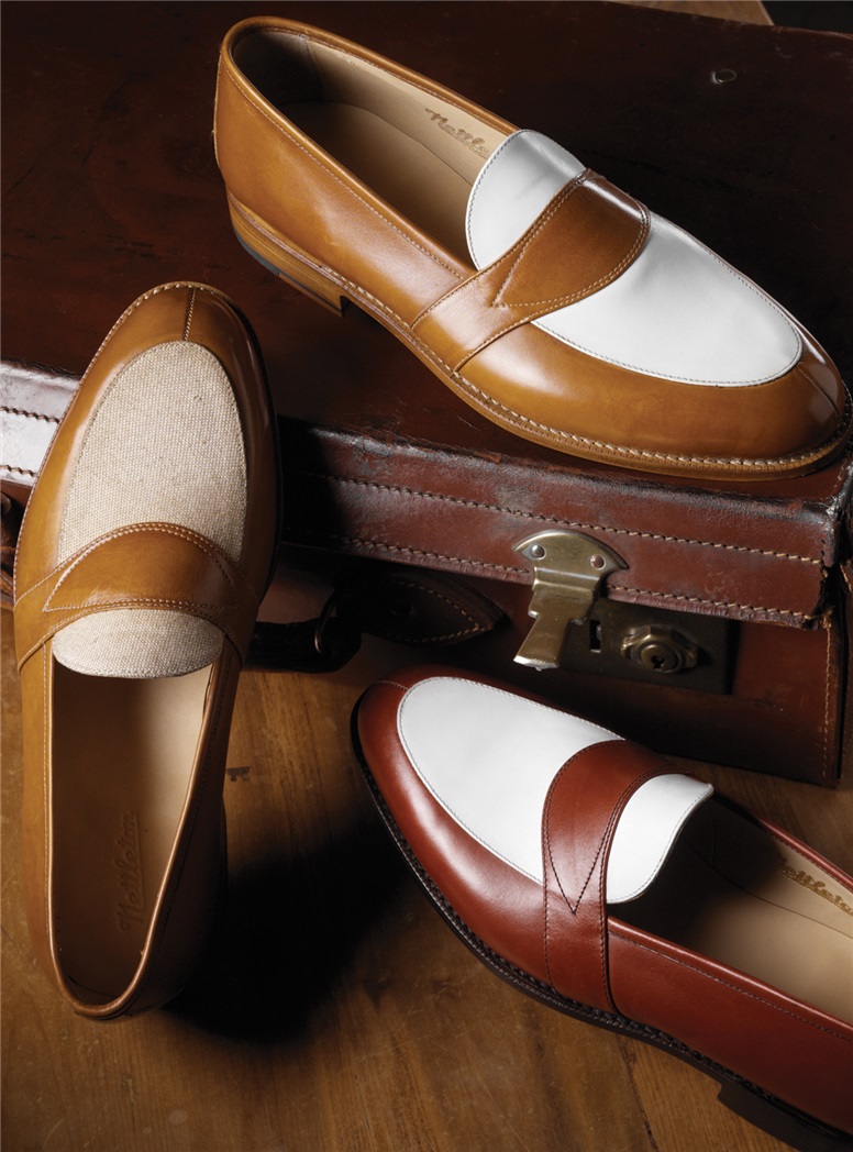 The Charleston Loafer in Whiskey and White