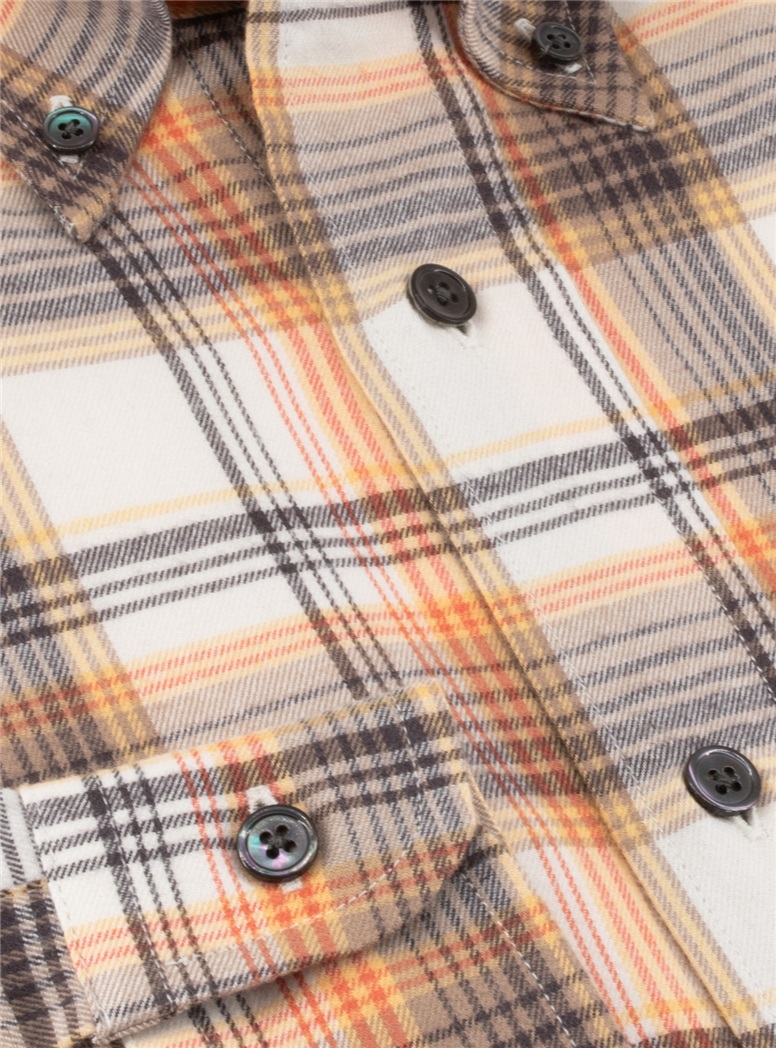 Orange, Gold, and Black Brushed Cotton Button Down