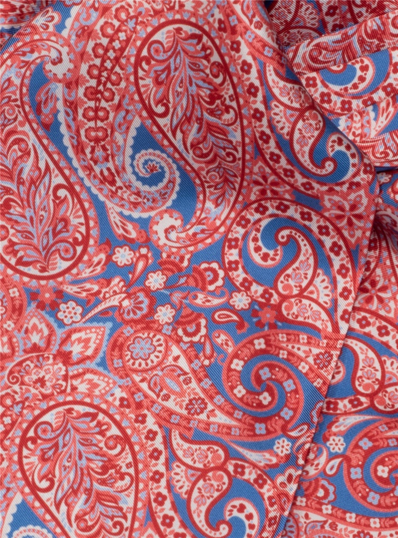 Silk Paisley Ascot in Scarlet