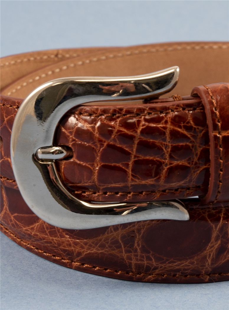 Ladies Alligator Belt in Cognac, Size 26