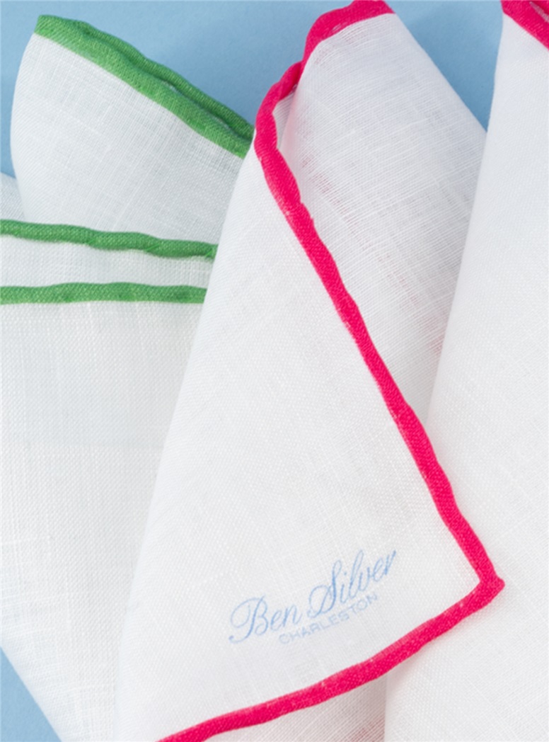 Linen Pocket Squares with Contrasting Borders
