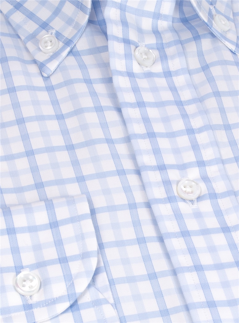Blue and Light Blue Shadow Check Buttondown